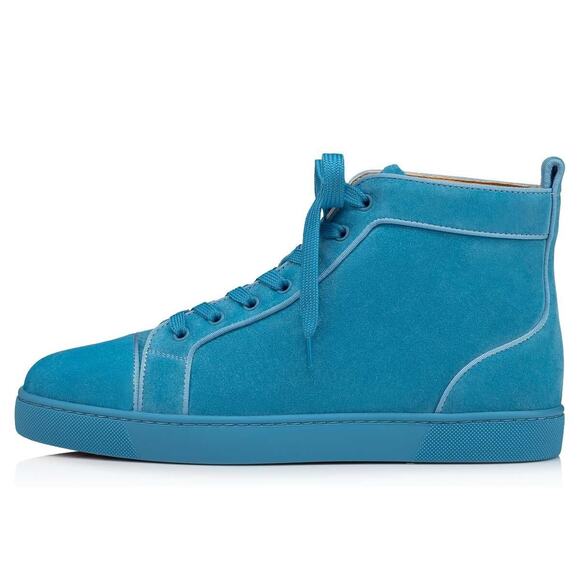 Christian Louboutin Mens Louis Orlato Flat Panorama Blue High Top Sneaker 45 12 - Picture 5 of 12